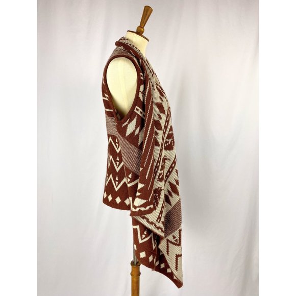 Anthropologie Knit Southwestern Wrap Vest Layered Scarf - Picture 4 of 8